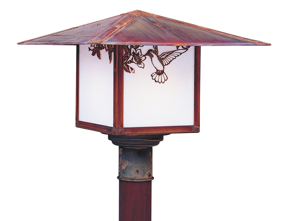 Arroyo Craftsman Monterey 17" Verdigris Patina Post Mount With Rain Mist Glass
