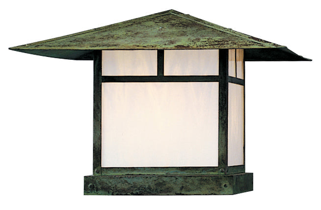 Arroyo Craftsman Monterey 24" Mission Brown Column Mount With Gold White Iridescent Glass