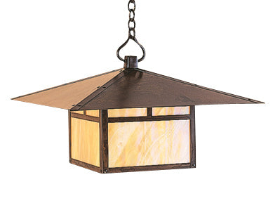 Arroyo Craftsman Monterey 24" Raw Copper Pendant Lighting With Cream Glass and Sycamore Filigree Overlay