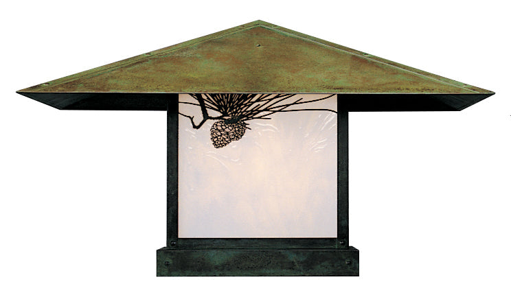 Arroyo Craftsman Monterey 30" Raw Copper Column Mount With Amber Mica Glass and T-Bar Overlay
