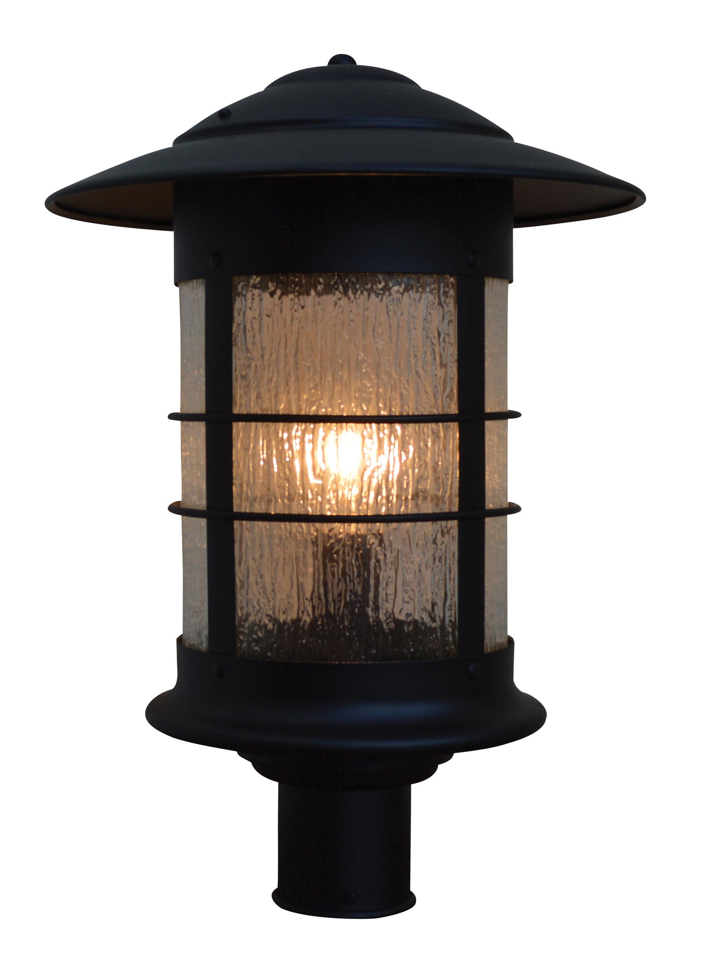 Arroyo Craftsman Newport 14" Mission Brown Post Mount Fixture With Tan Glass