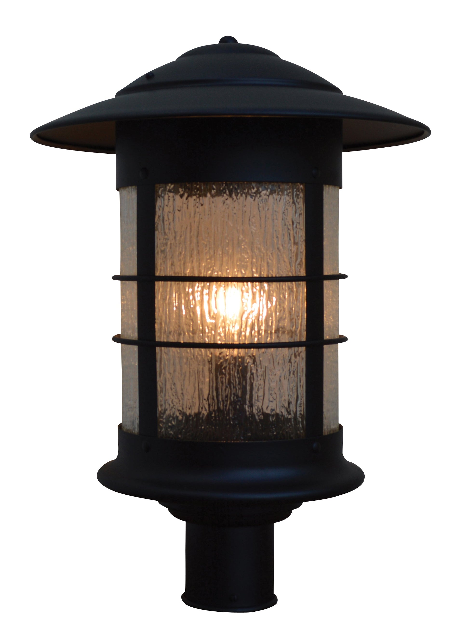 Arroyo Craftsman Newport 14" Mission Brown Post Mount Fixture With Tan Glass