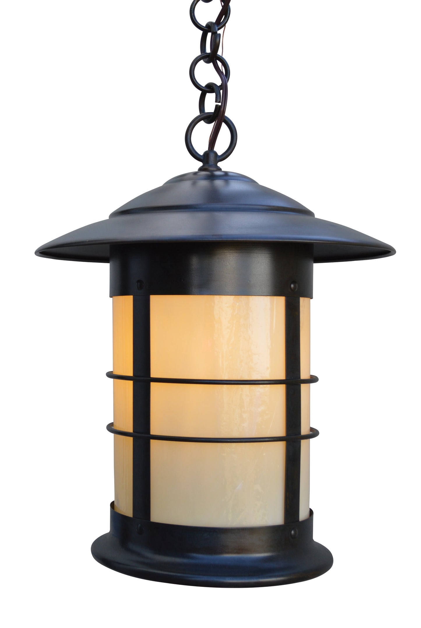Arroyo Craftsman Newport 14" Raw Copper Pendant Lighting With Rain Mist Glass
