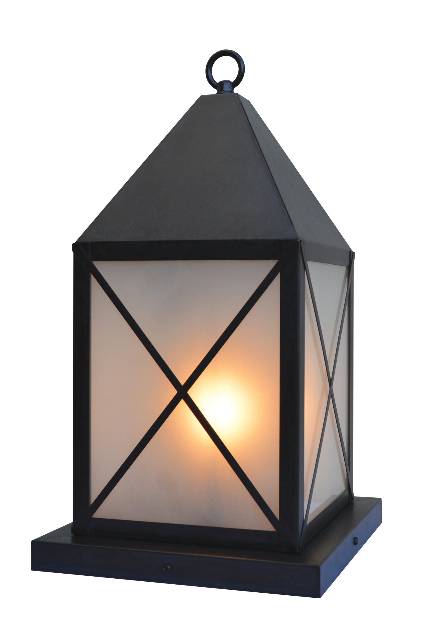 Arroyo Craftsman Nottingham 8" Antique Copper Column Mount With Amber Mica Glass