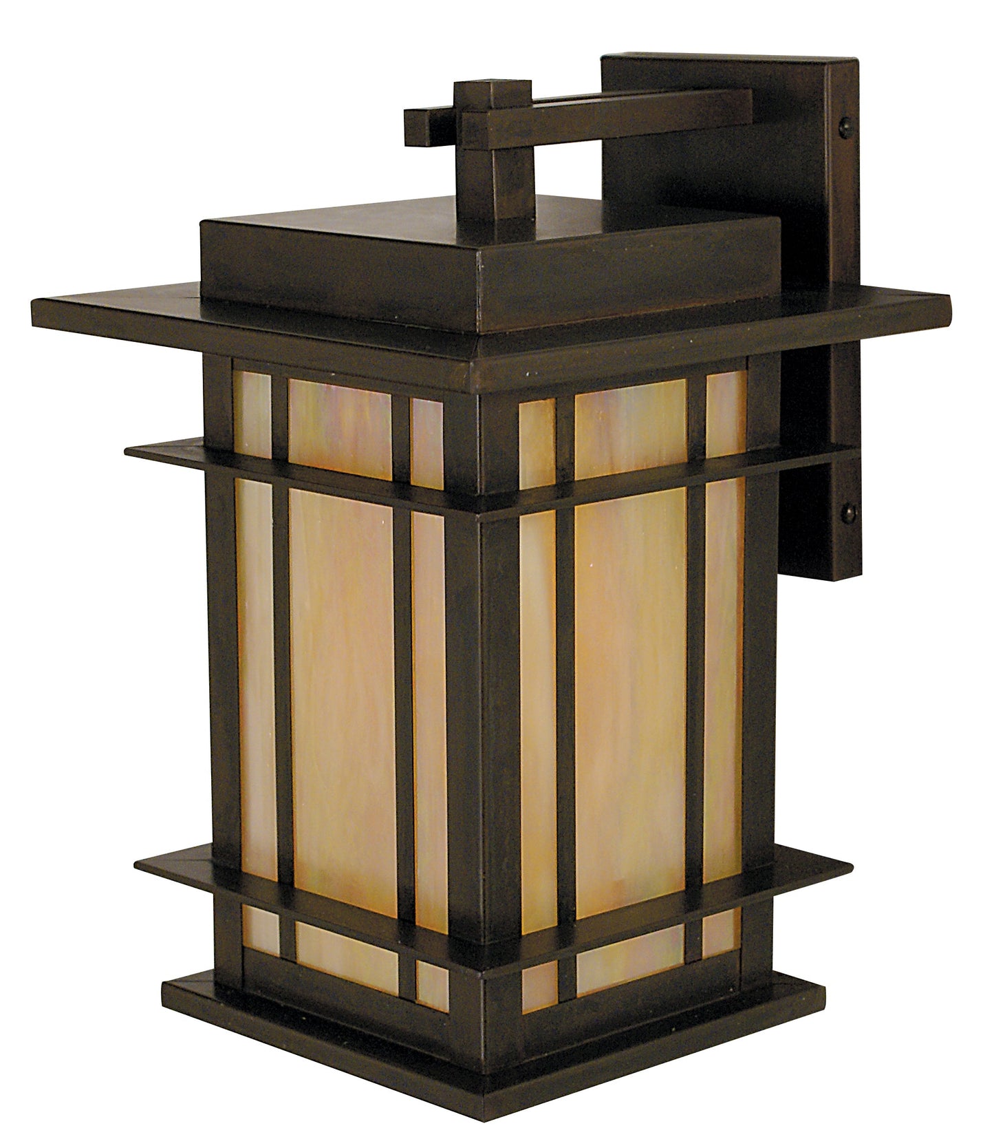 Arroyo Craftsman Oak Park 11" Antique Brass Wall Mount With Almond Mica Glass