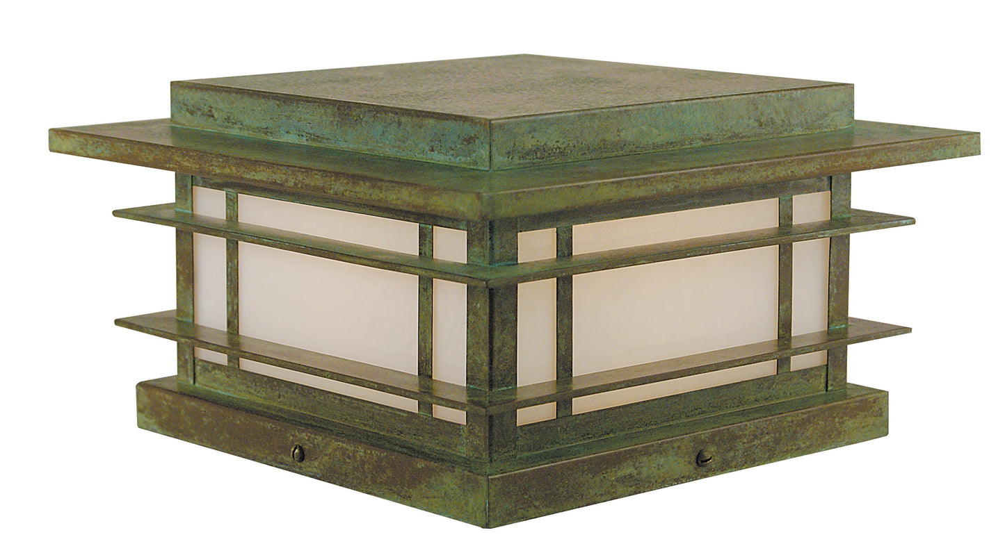 Arroyo Craftsman Oak Park 11" Rustic Brown Column Mount With Clear Seedy Glass