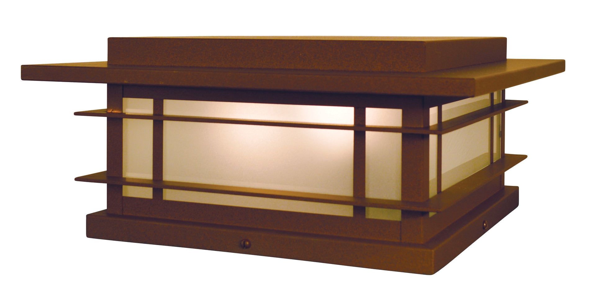Arroyo Craftsman Oak Park 15" Rustic Brown Column Mount With Clear Seedy Glass