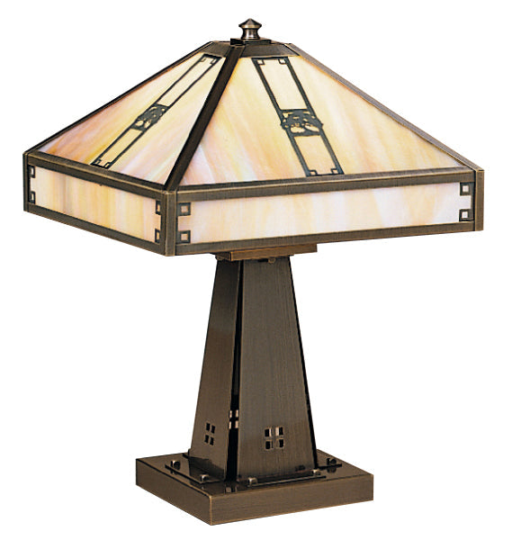 Arroyo Craftsman Pasadena 11" Mission Brown Table Lamp With Off White Glass