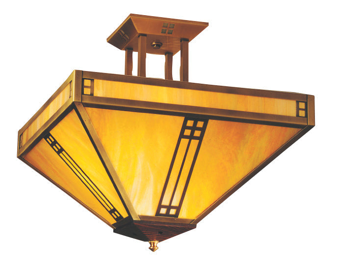 Arroyo Craftsman Prairie 15" Antique Copper Inverted Ceiling Mount With Off White Glass