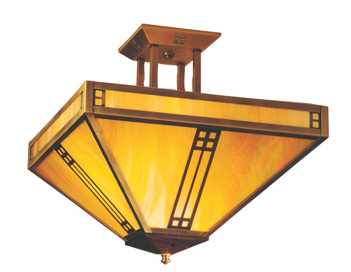 Arroyo Craftsman Prairie 18" Bronze Inverted Ceiling Mount With Clear Seedy Glass