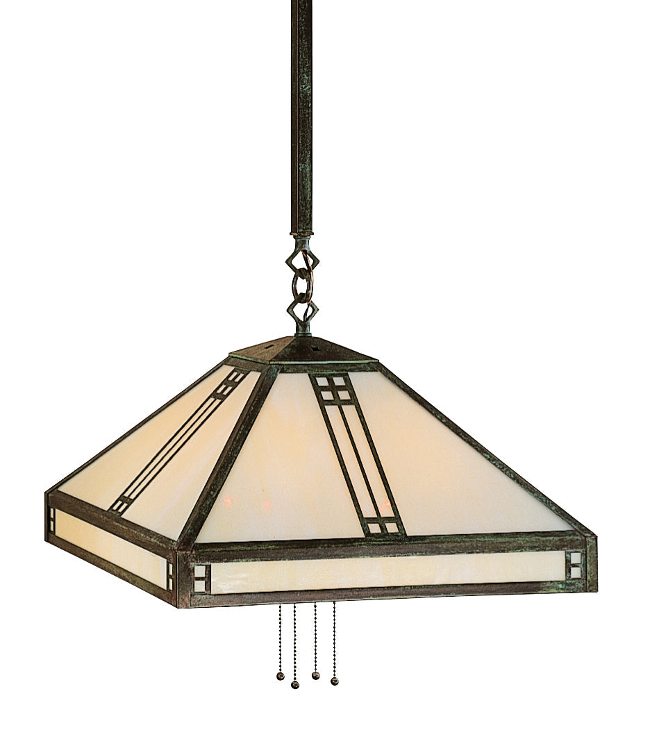 Arroyo Craftsman Prairie 18" Satin Black Stem Hung Pendant With Clear Seedy Glass