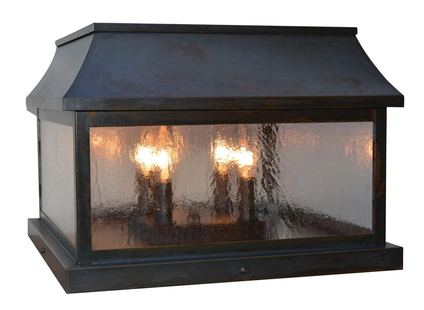 Arroyo Craftsman Providence 15" Antique Copper Column Mount With Clear Glass
