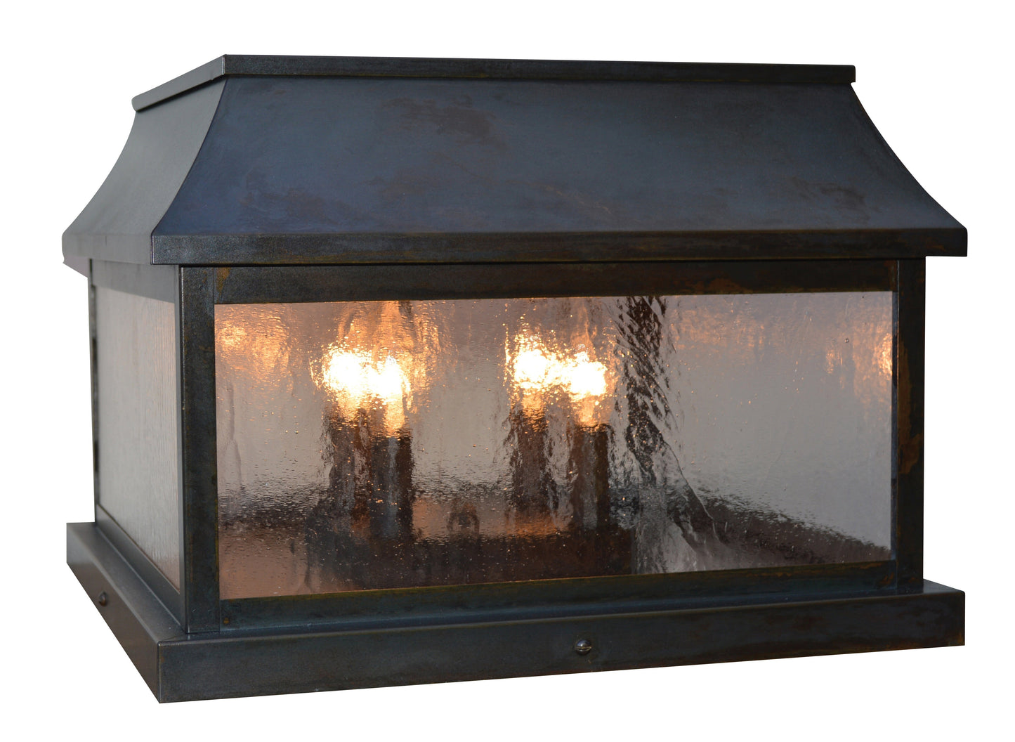 Arroyo Craftsman Providence 15" Mission Brown Column Mount With Rain Mist Glass