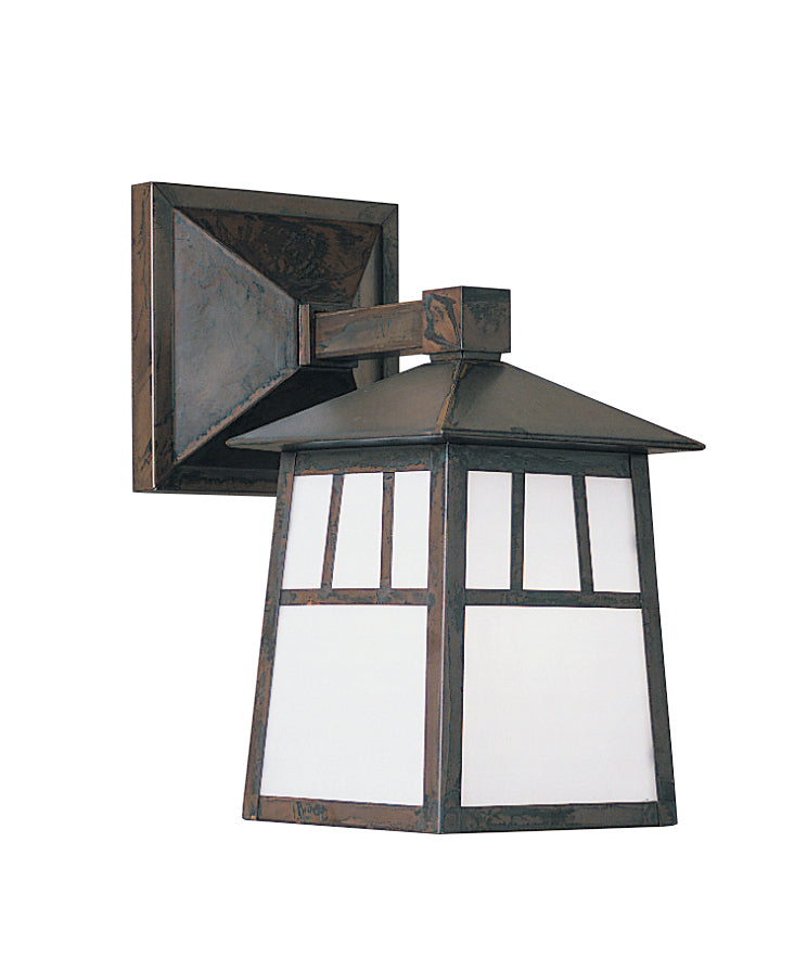 Arroyo Craftsman Raymond 6" Antique Copper Wet Rated Wall Mount With Frosted Glass