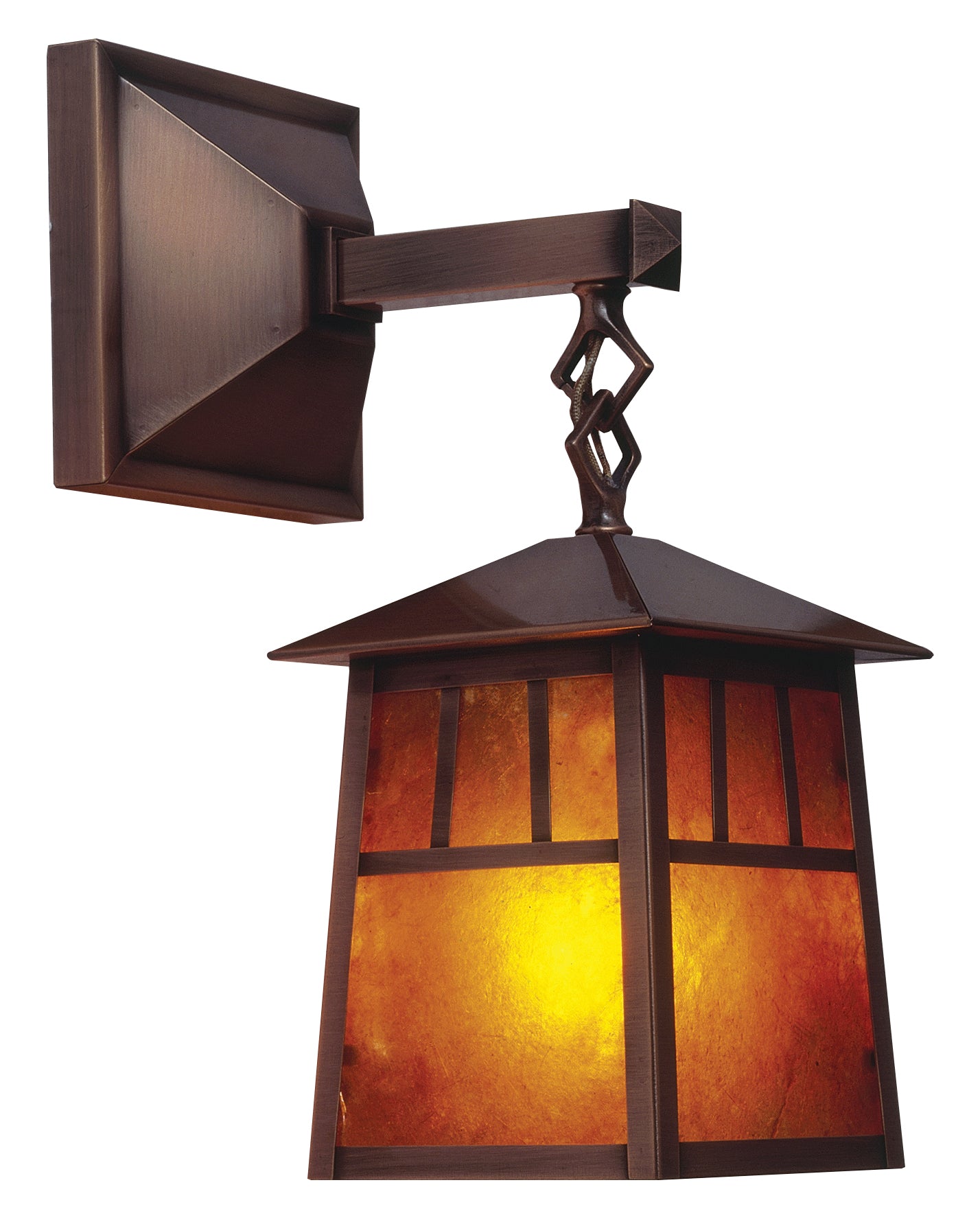 Arroyo Craftsman Raymond 8" Rustic Brown Wall Mount With Tan Glass