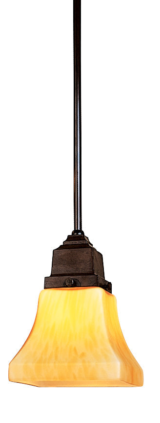 Arroyo Craftsman Ruskin Pewter One Light Stem Hung Pendant