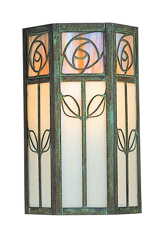 Arroyo Craftsman Saint Clair 12" Verdigris Patina Flush Wall Mount With Frosted Glass