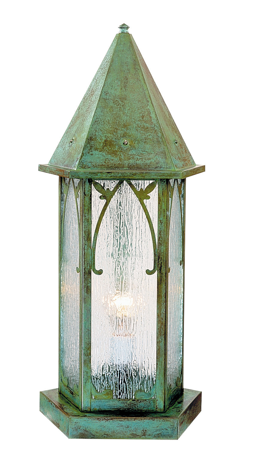 Arroyo Craftsman Saint George 10" Mission Brown Column Mount With Frosted Glass