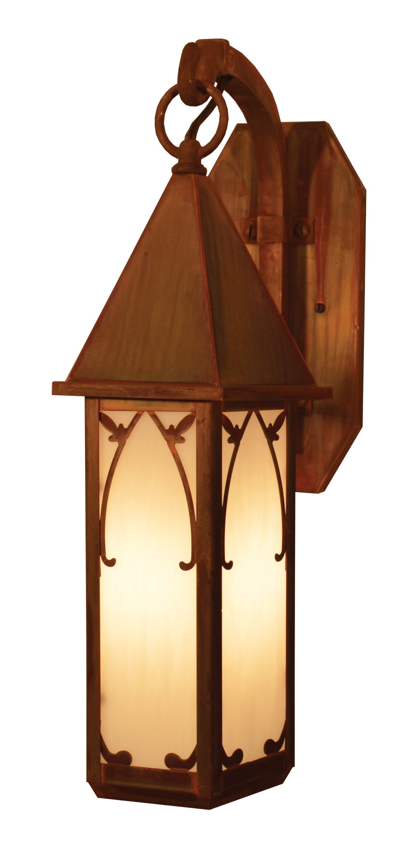 Arroyo Craftsman Saint George 10" Raw Copper Wall Mount With Off White Glass