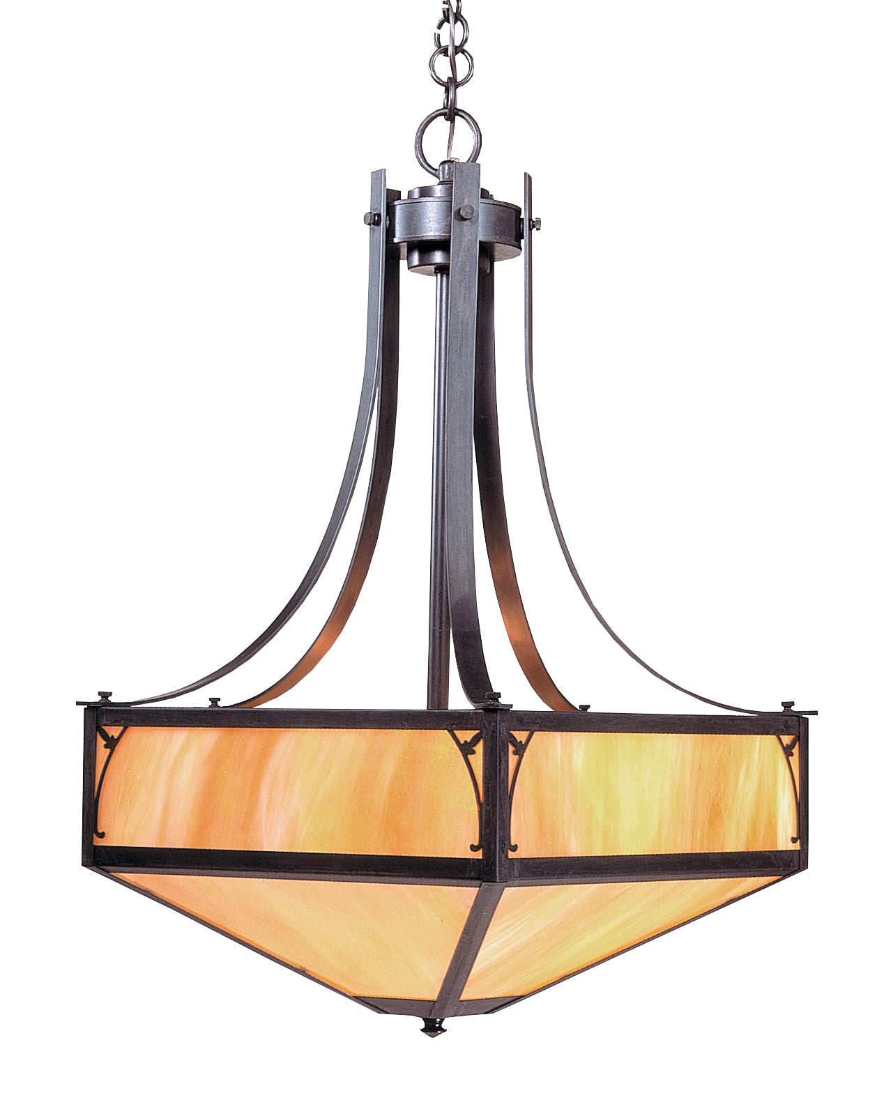 Arroyo Craftsman Saint George 20" Slate Inverted Chandelier With White Opalescent Glass