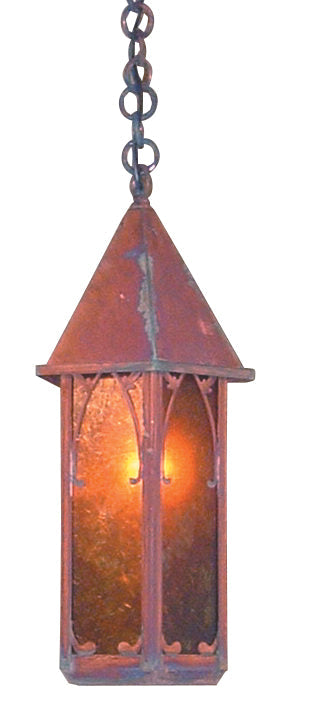 Arroyo Craftsman Saint George 7" Rustic Brown Pendant Lighting With Frosted Glass