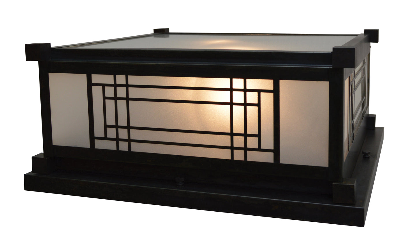 Arroyo Craftsman Scottsdale 13" Pewter Column Mount With Off White Glass