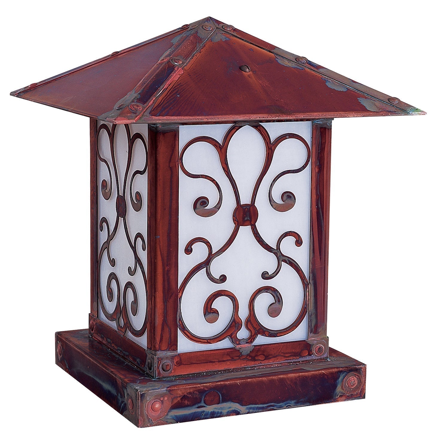 Arroyo Craftsman Timber Ridge 16" Satin Black Column Mount With Tan Glass and Arrow Filigree Overlay