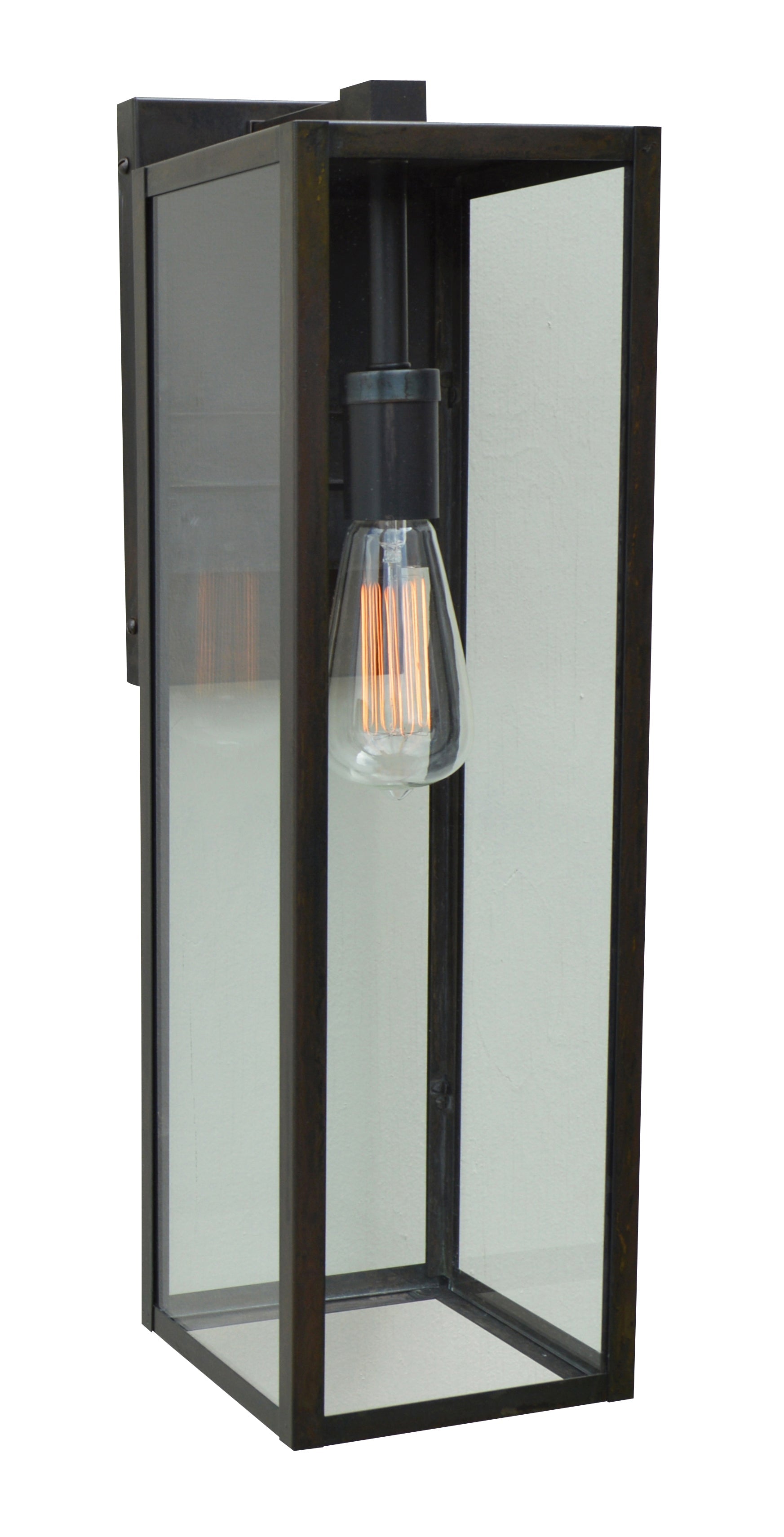 Arroyo Craftsman Vintage 6" Mission Brown Tall Long Body Wall Mount With Clear Glass