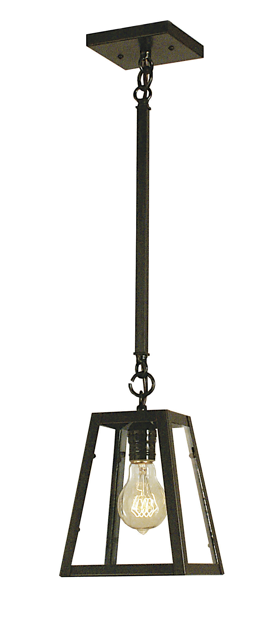 Arroyo Craftsman Vintage 6" Rustic Brown Stem Hung Pendant With Rain Mist Glass