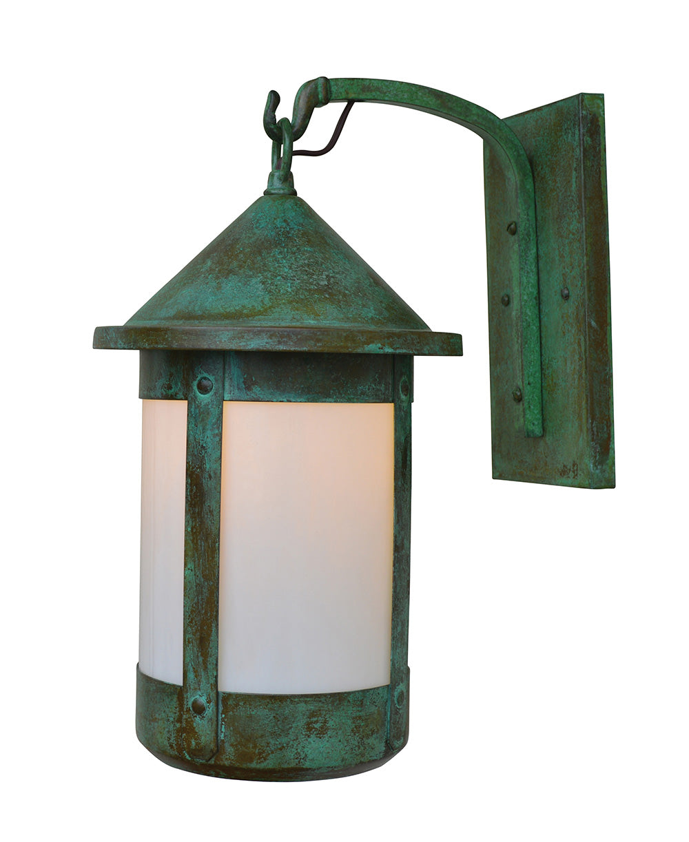Arroyo Craftsman Berkeley 14" Antique Brass Tall-Long Body Wall Mount With Almond Mica Glass