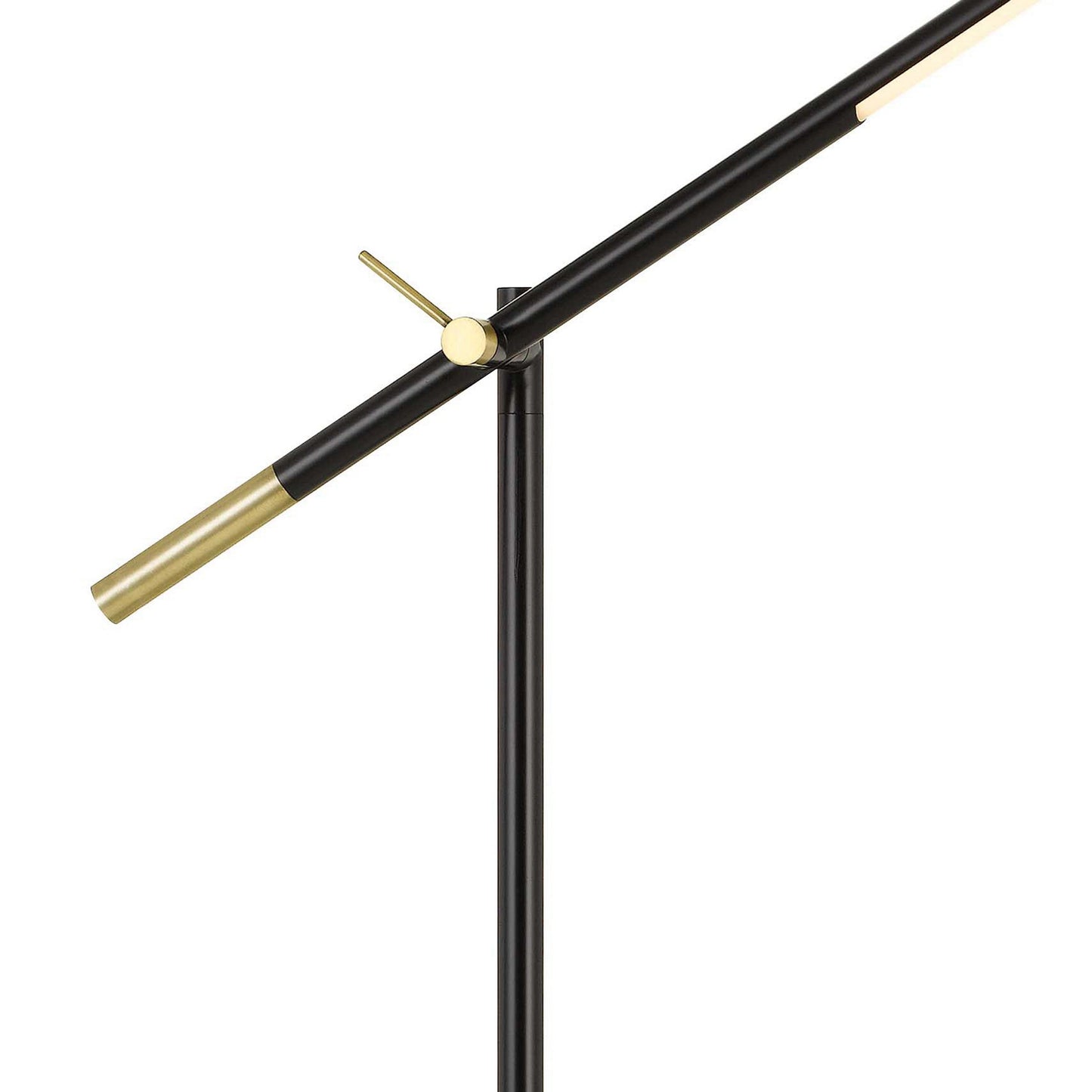 Benzara 10-Watt Black and Brass Adjustable Metal Frame Floor Lamp With Dimmer Control