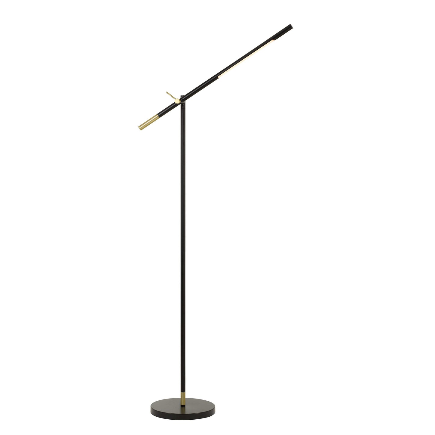 Benzara 10-Watt Black and Brass Adjustable Metal Frame Floor Lamp With Dimmer Control