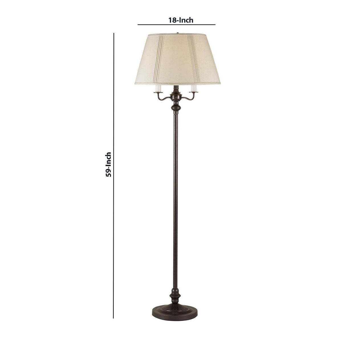 Benzara 150-Watt 6-Way Bronze Metal Floor Lamp With Fabric Tapered Shade