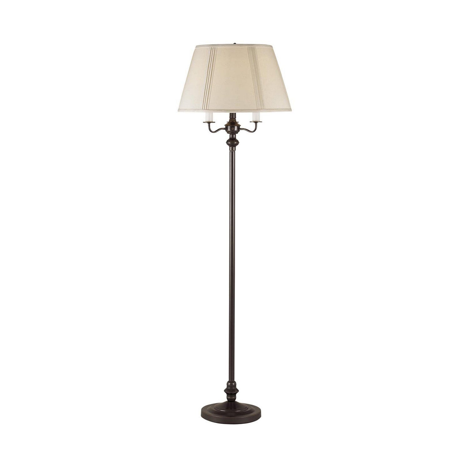 Benzara 150-Watt 6-Way Bronze Metal Floor Lamp With Fabric Tapered Shade