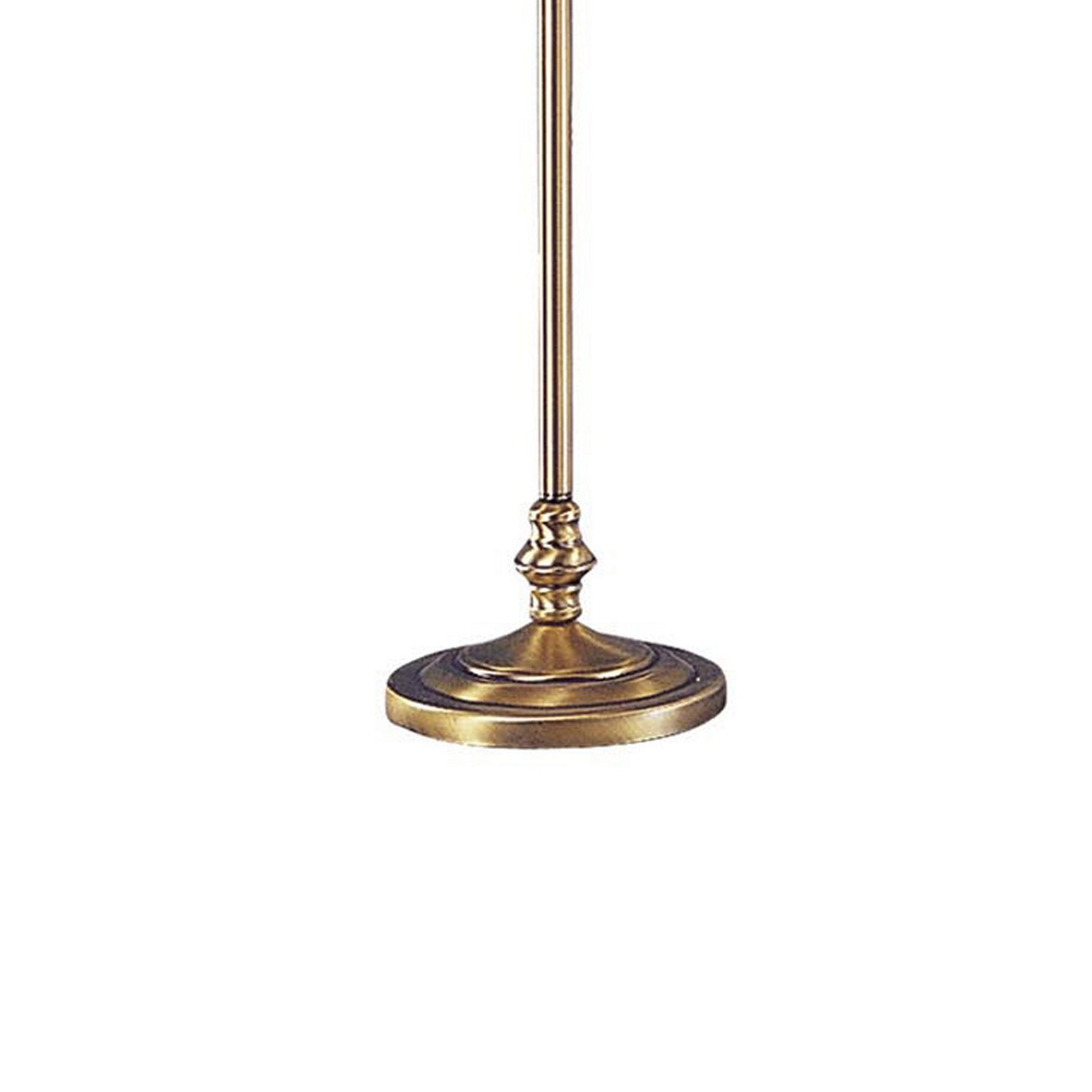 Benzara 150-Watt 6-Way Gold Metal Floor Lamp With Fabric Tapered Shade