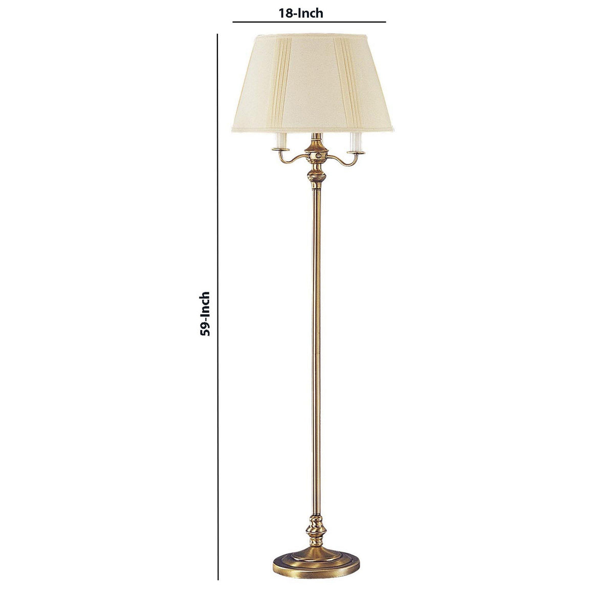 Benzara 150-Watt 6-Way Gold Metal Floor Lamp With Fabric Tapered Shade