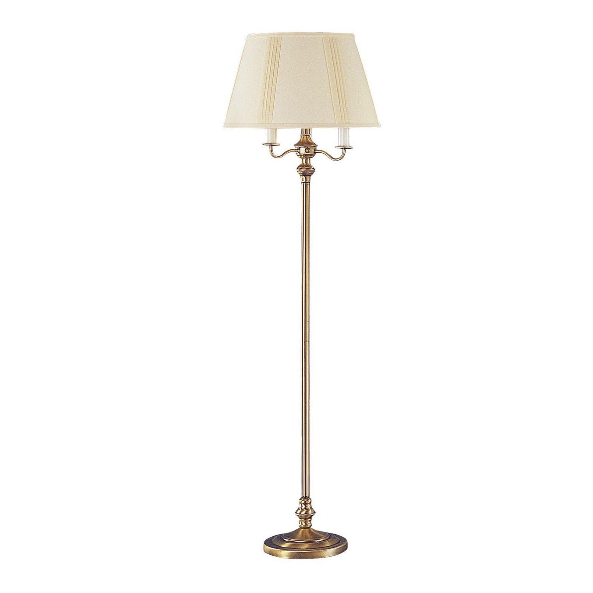 Benzara 150-Watt 6-Way Gold Metal Floor Lamp With Fabric Tapered Shade