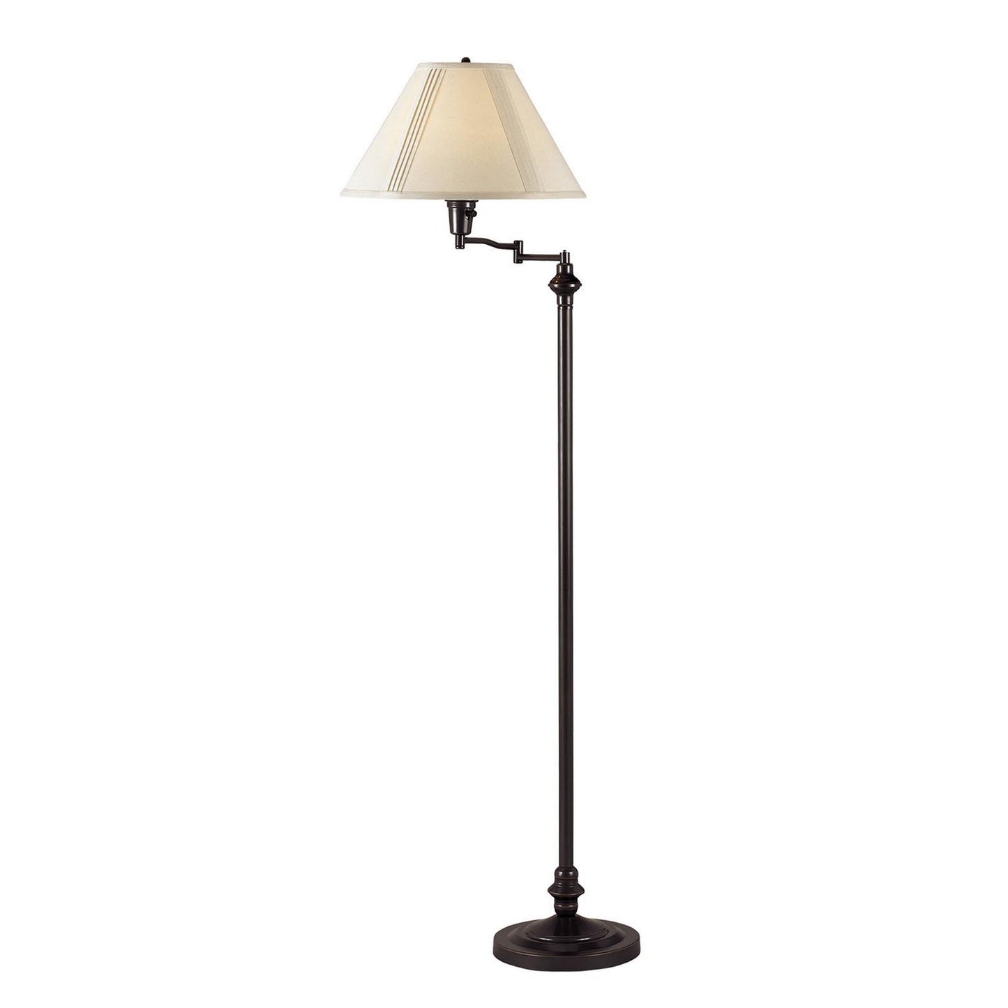 Benzara 150-Watt Black Metal Body Floor Lamp Wth Swing Arm and Fabric Conical Shade