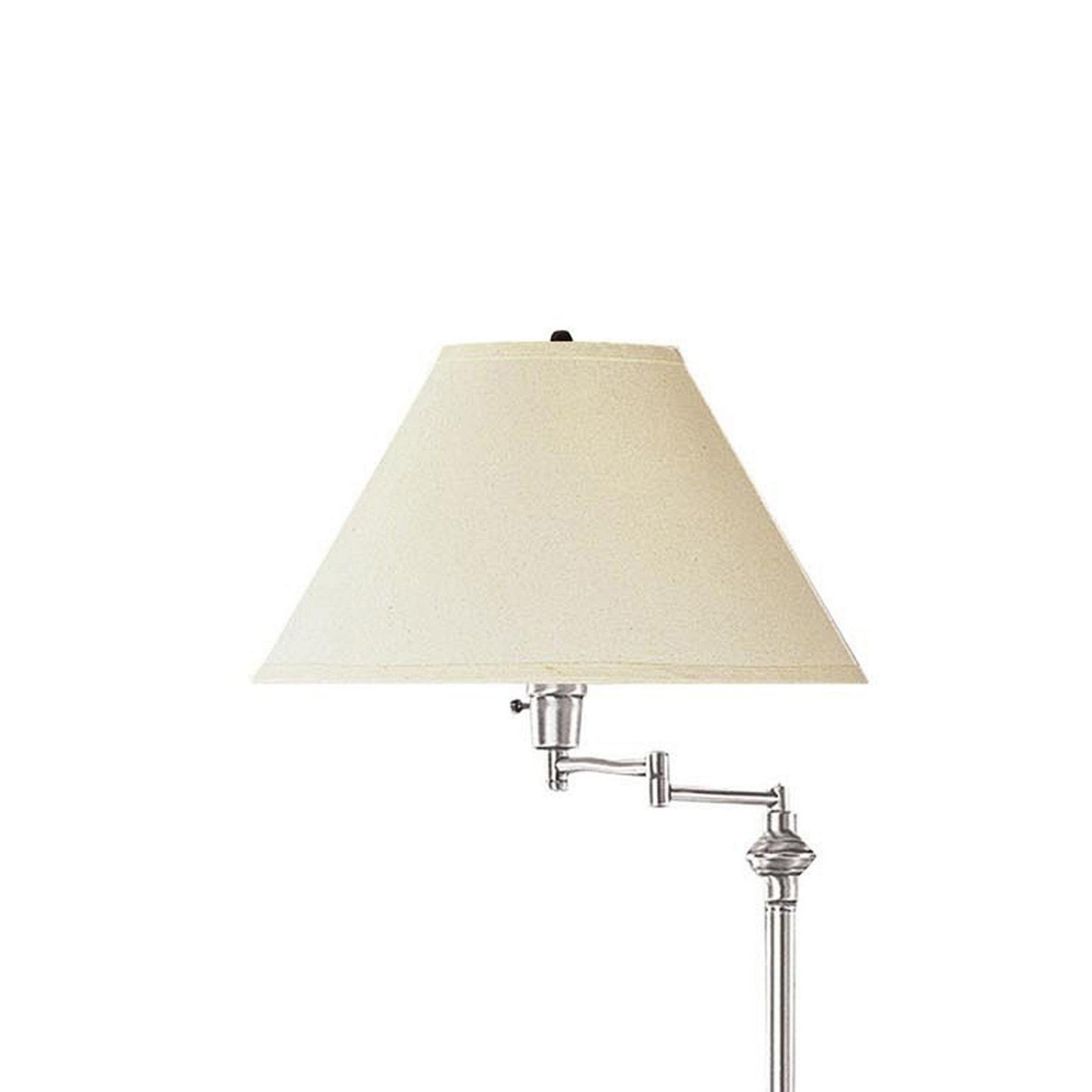 Benzara 150-Watt Silver Metal Floor Lamp With Swing Arm and Fabric Conical Shade