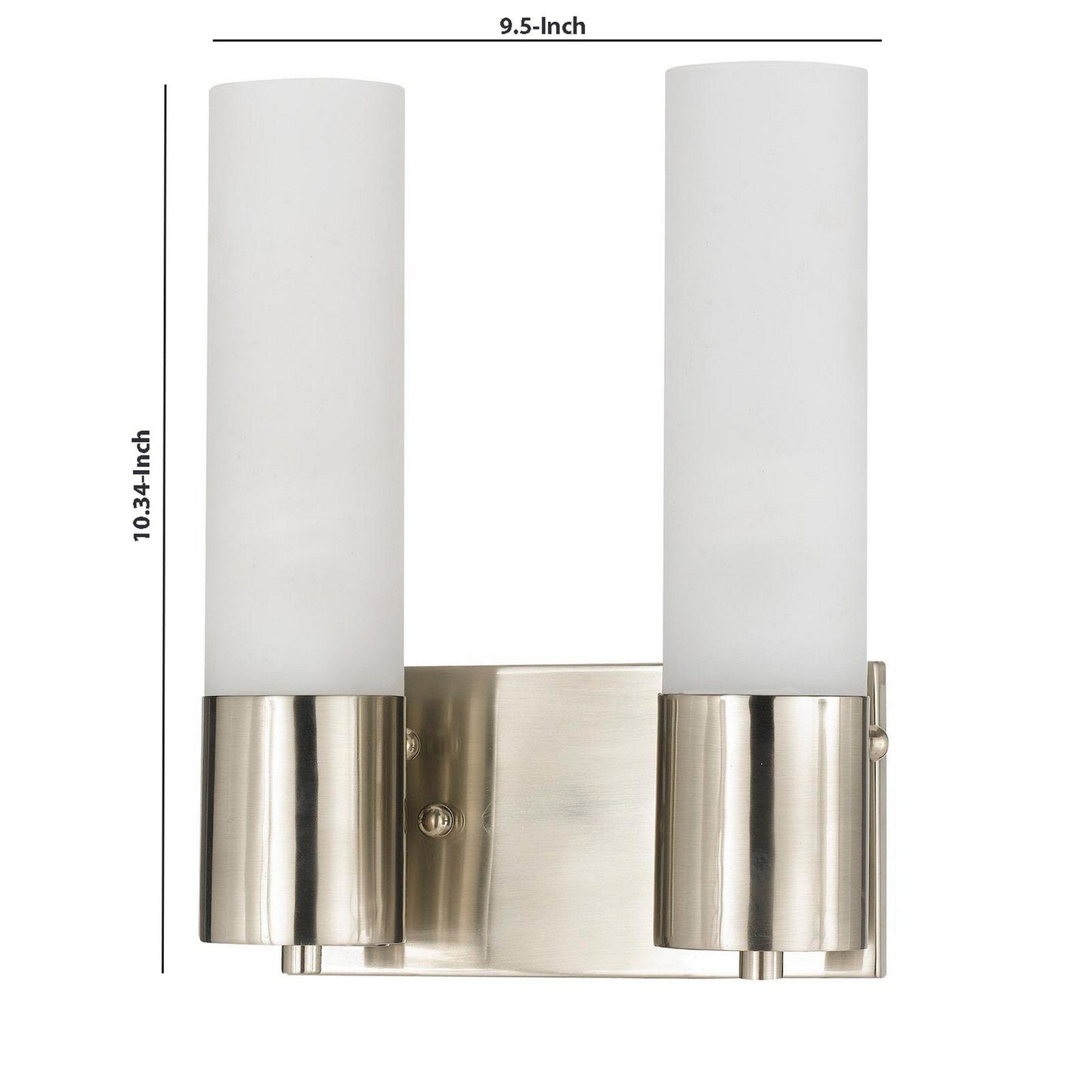 Benzara 2-Light Silver and White Cylindrical Wall Sconce With Switch, Set of 2