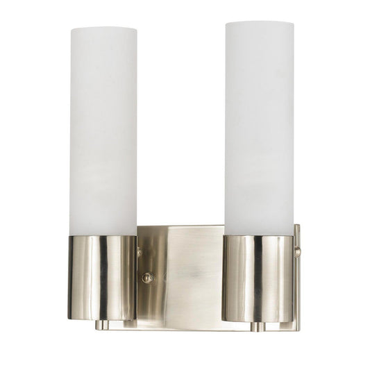 Benzara 2-Light Silver and White Cylindrical Wall Sconce With Switch, Set of 2