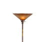 Benzara 3-Way Bronze Torchiere Metal Floor Lamp With Frosted Glass Shade and Stable Base