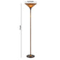 Benzara 3-Way Bronze Torchiere Metal Floor Lamp With Frosted Glass Shade and Stable Base