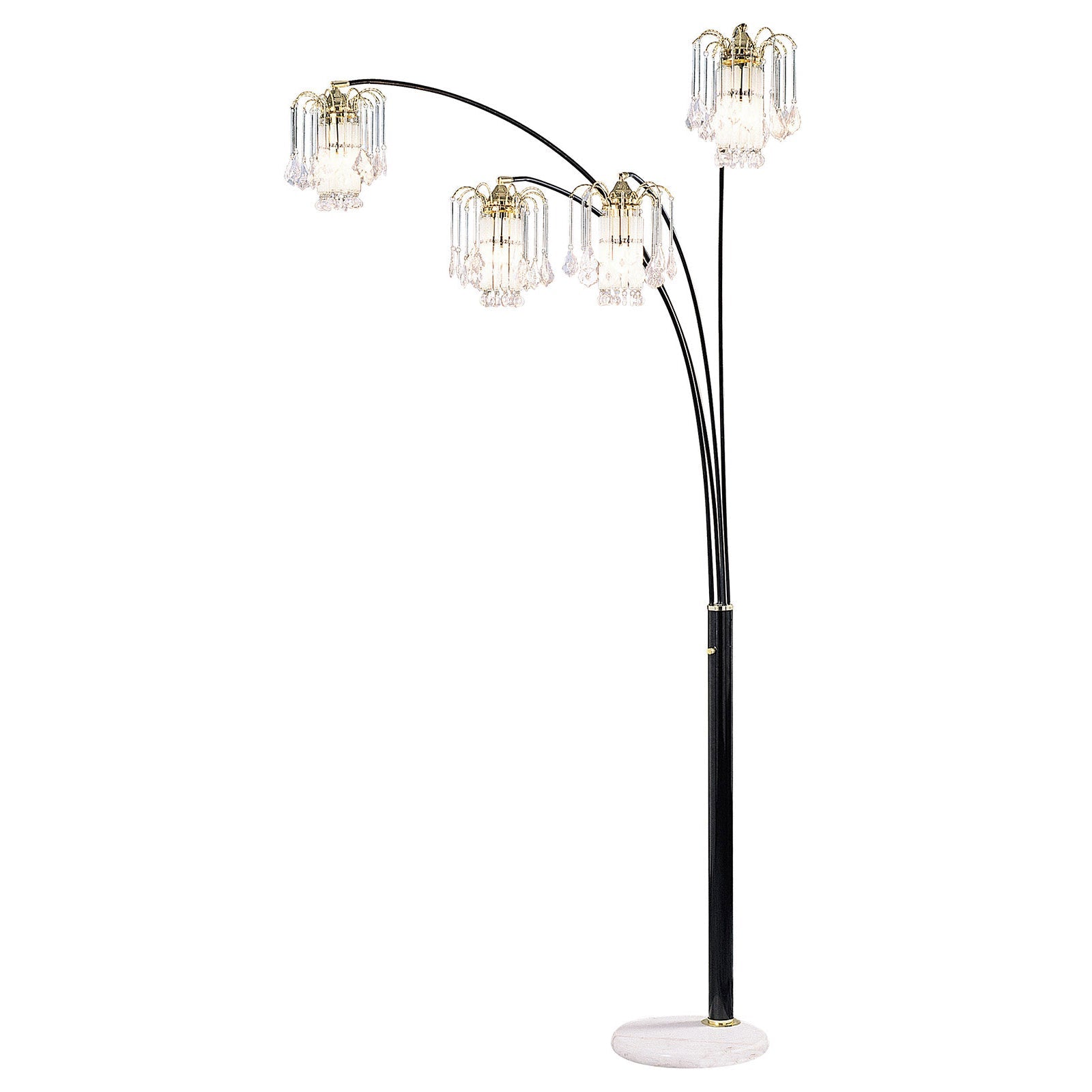 Benzara 4-Light Gold and Black Modern Metal Arch Floor Lamp With Black Marble base