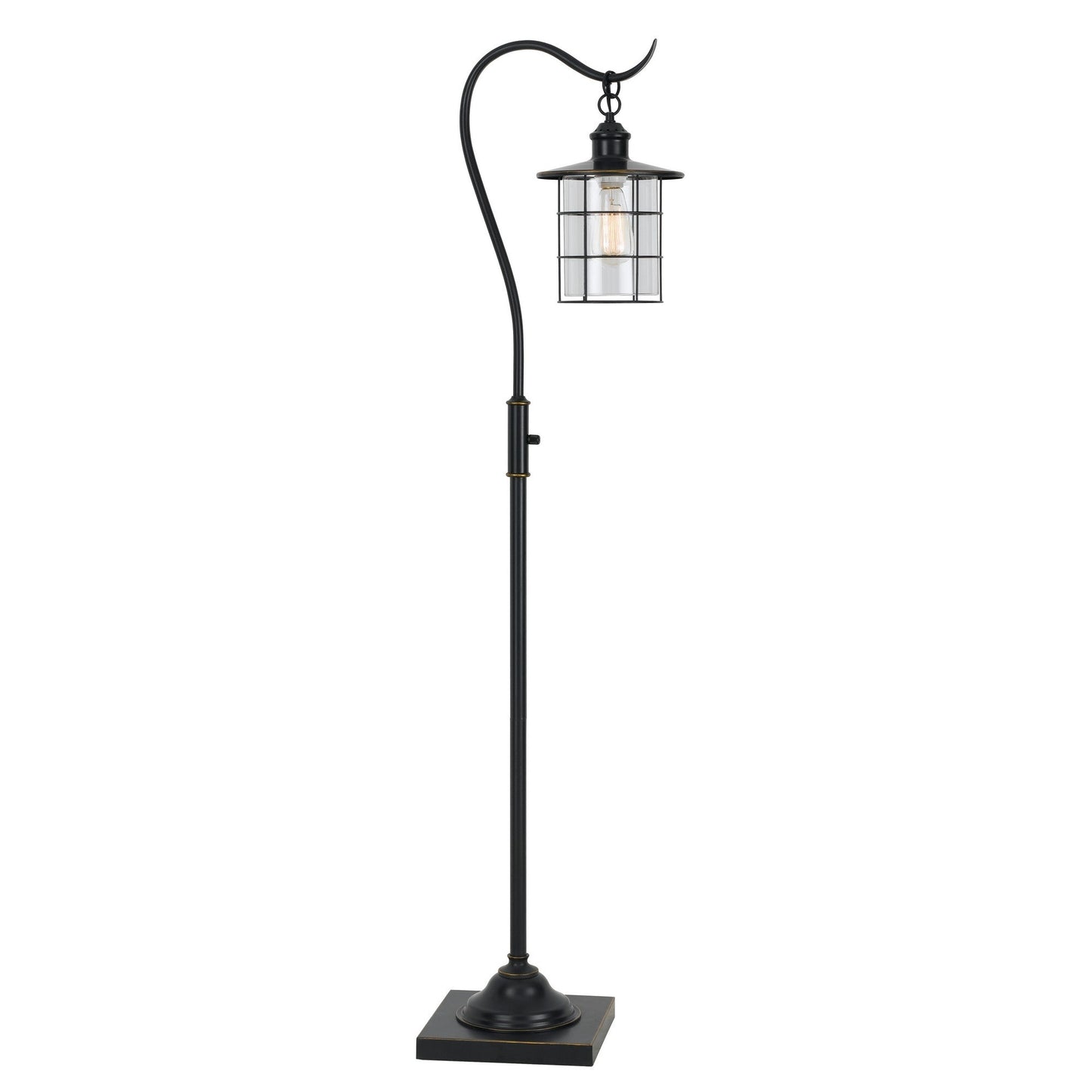 Benzara 60" Dark Bronze Metal Downbridge Design Floor Lamp With Caged Shade