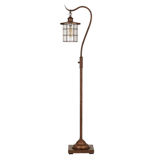 Benzara 60" Rustic Bronze Metal Downbridge Design Floor Lamp With Caged Shade