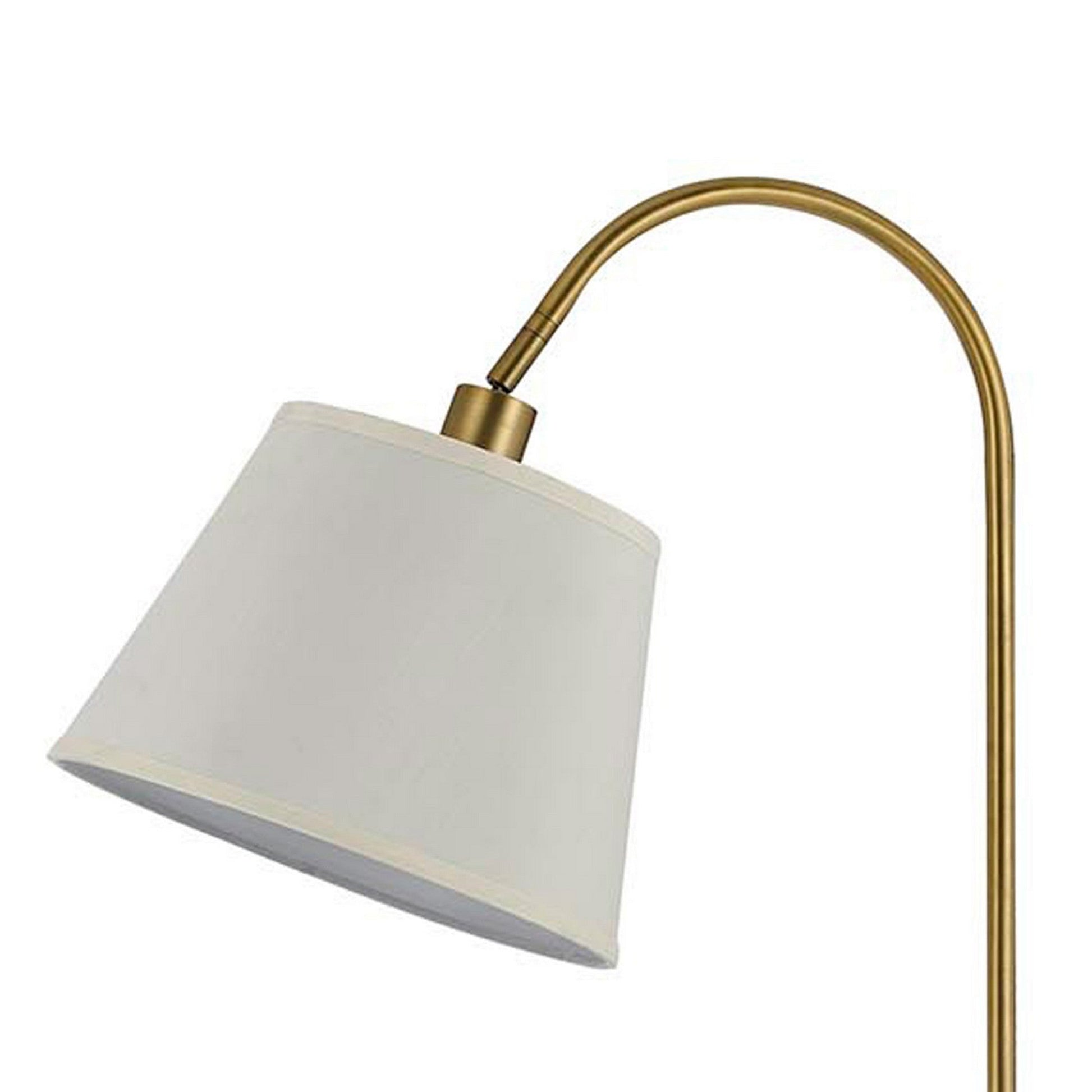 Benzara 60W Gold Metal Floor Lamp With Gooseneck Shape and Stable Base