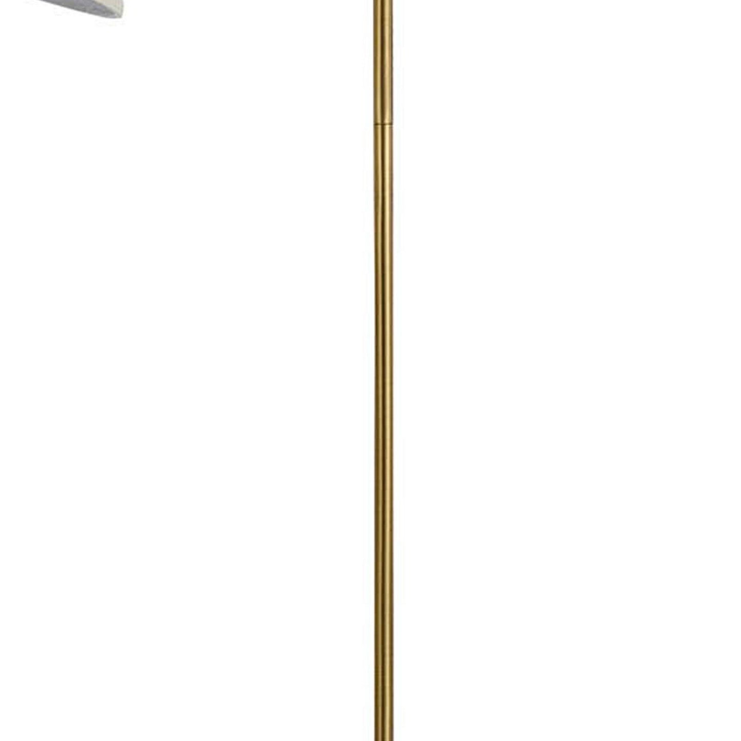 Benzara 60W Gold Metal Floor Lamp With Gooseneck Shape and Stable Base