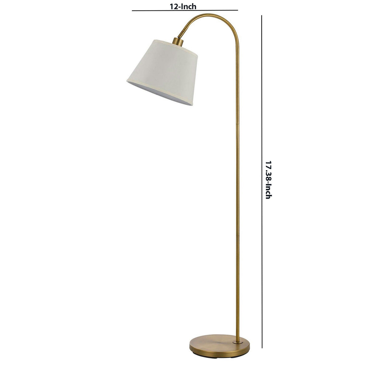 Benzara 60W Gold Metal Floor Lamp With Gooseneck Shape and Stable Base