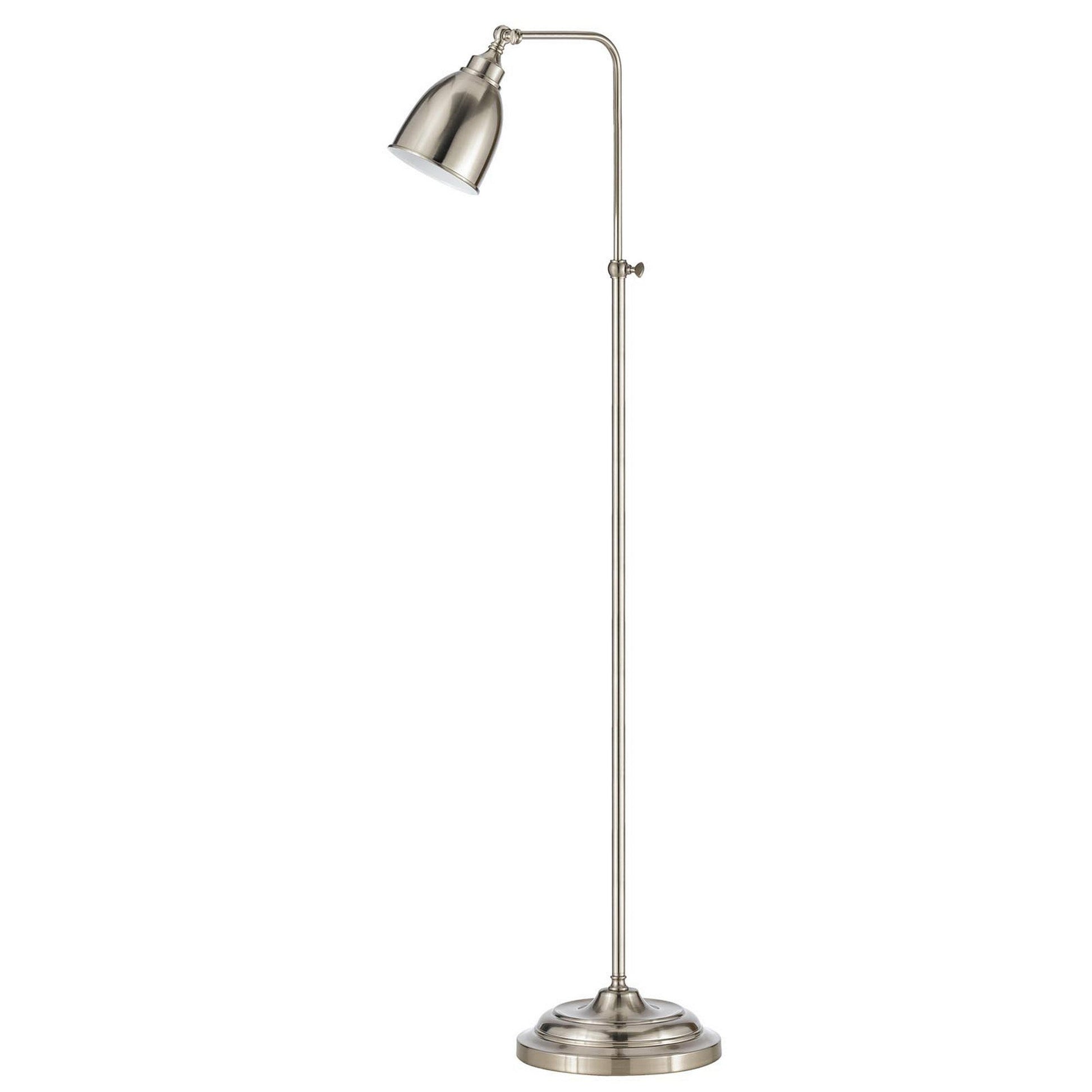 Benzara 62" Silver Metal Round Floor Lamp With Adjustable Pole